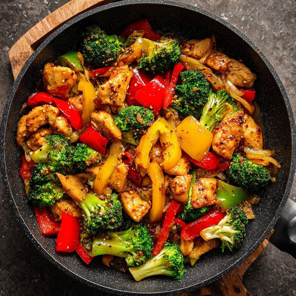 Kalorienarme Hähnchenpfanne Mit Brokkoli Und Paprika
