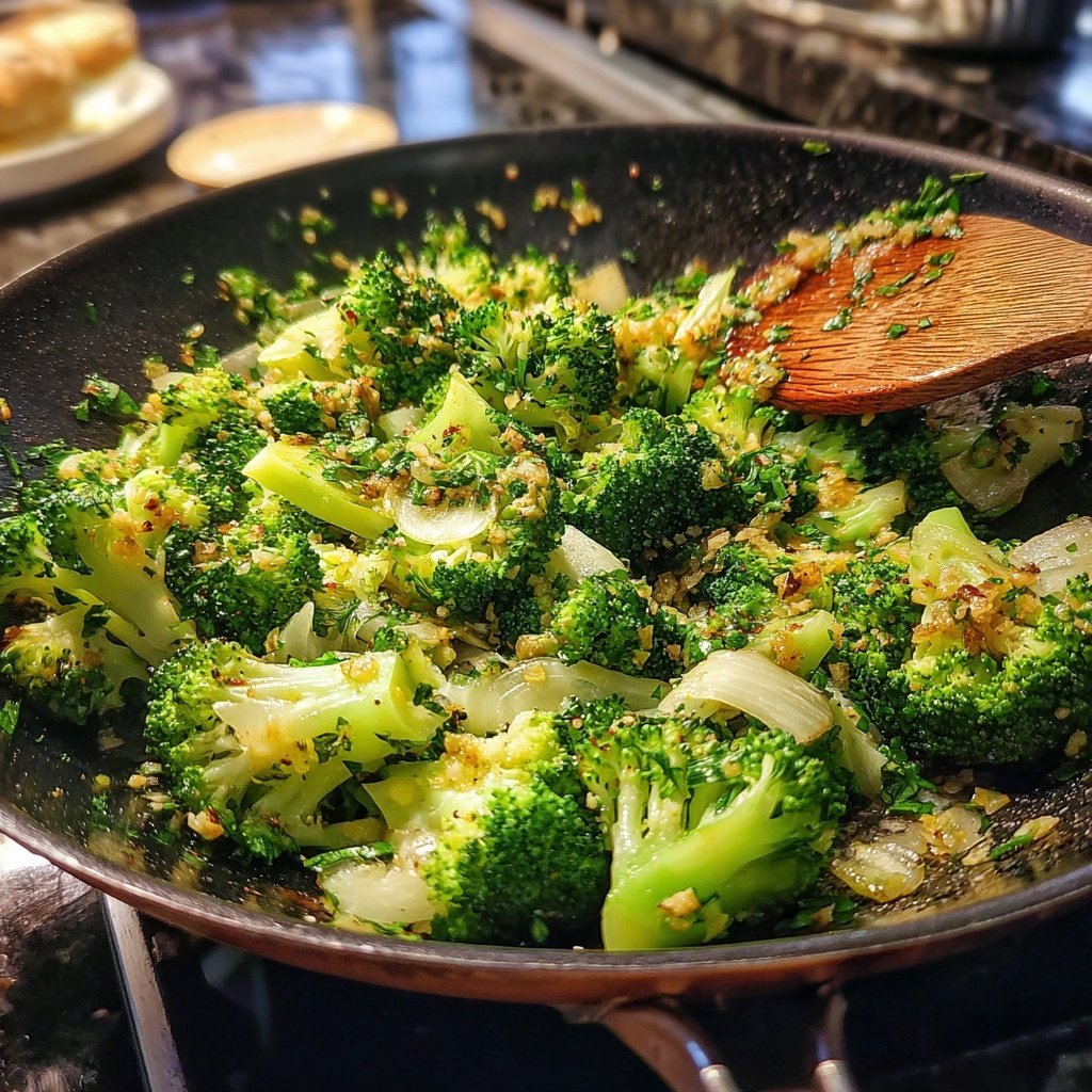 Brokkoli Pfanne Mit Knoblauch
