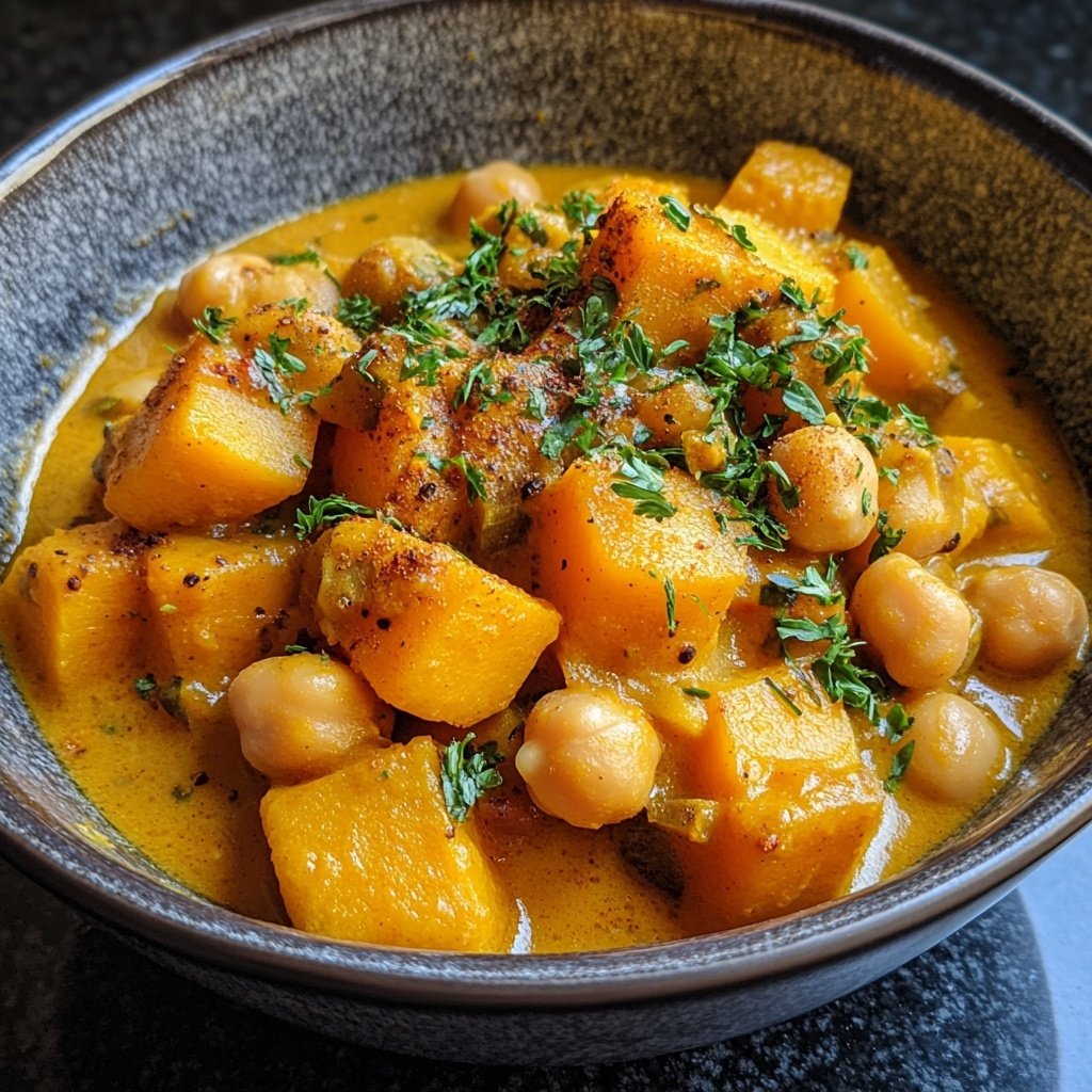 Curry mit Kürbis und Kichererbsen
