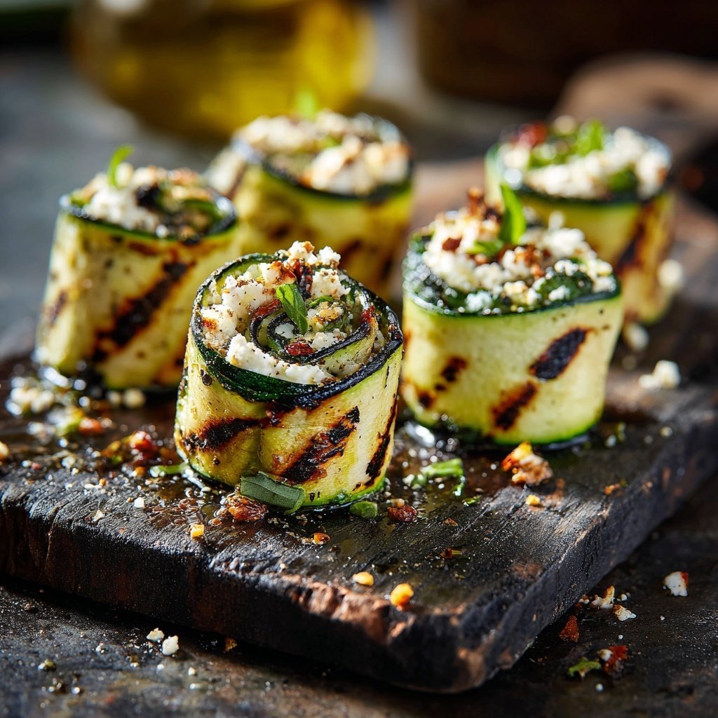 Gegrillte Zucchini Röllchen Mit Frischkäse