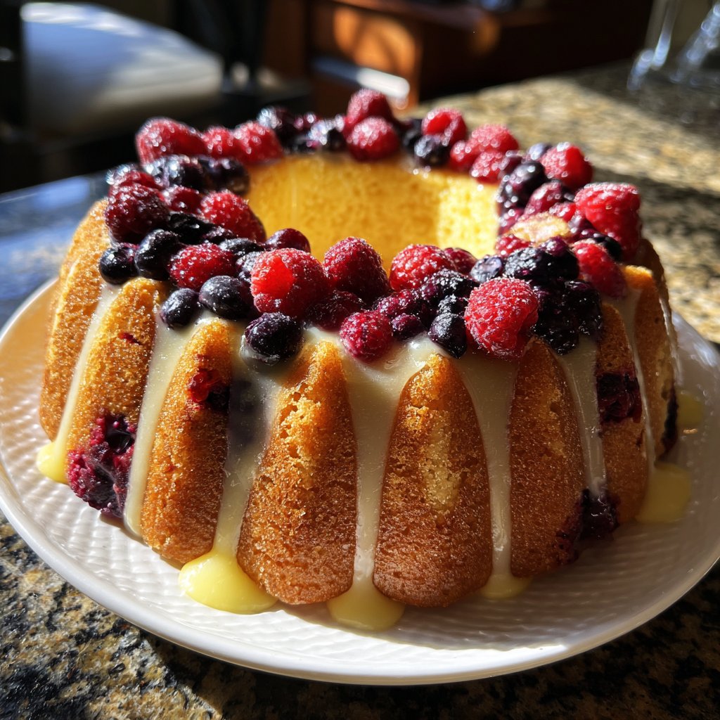 Zitronenkuchen mit Beerenmix