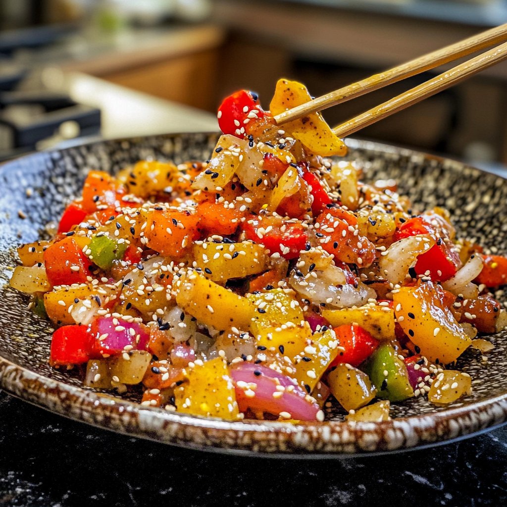 Gemüsepfanne mit Sesam