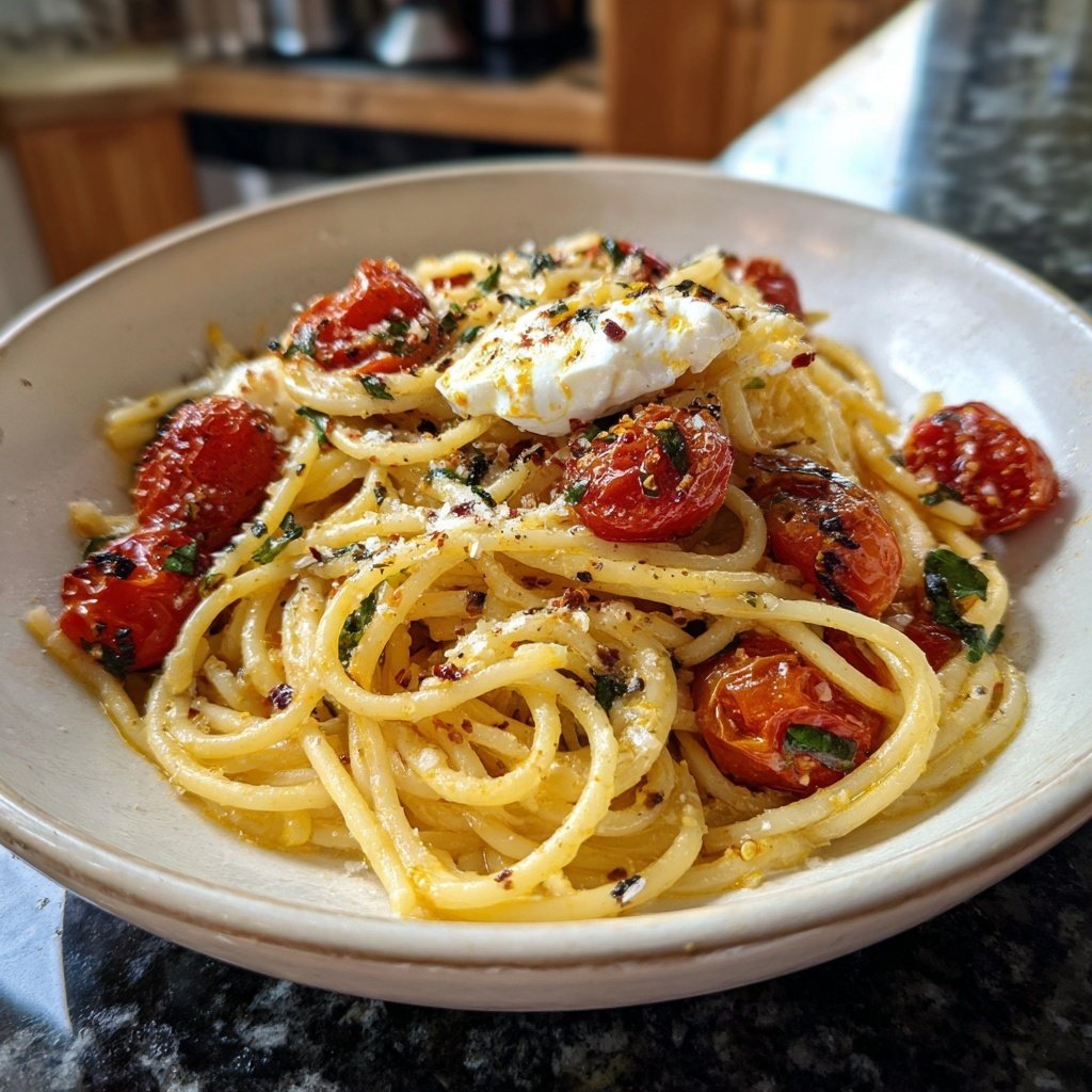 Spaghetti mit Kirschtomaten und Burrata