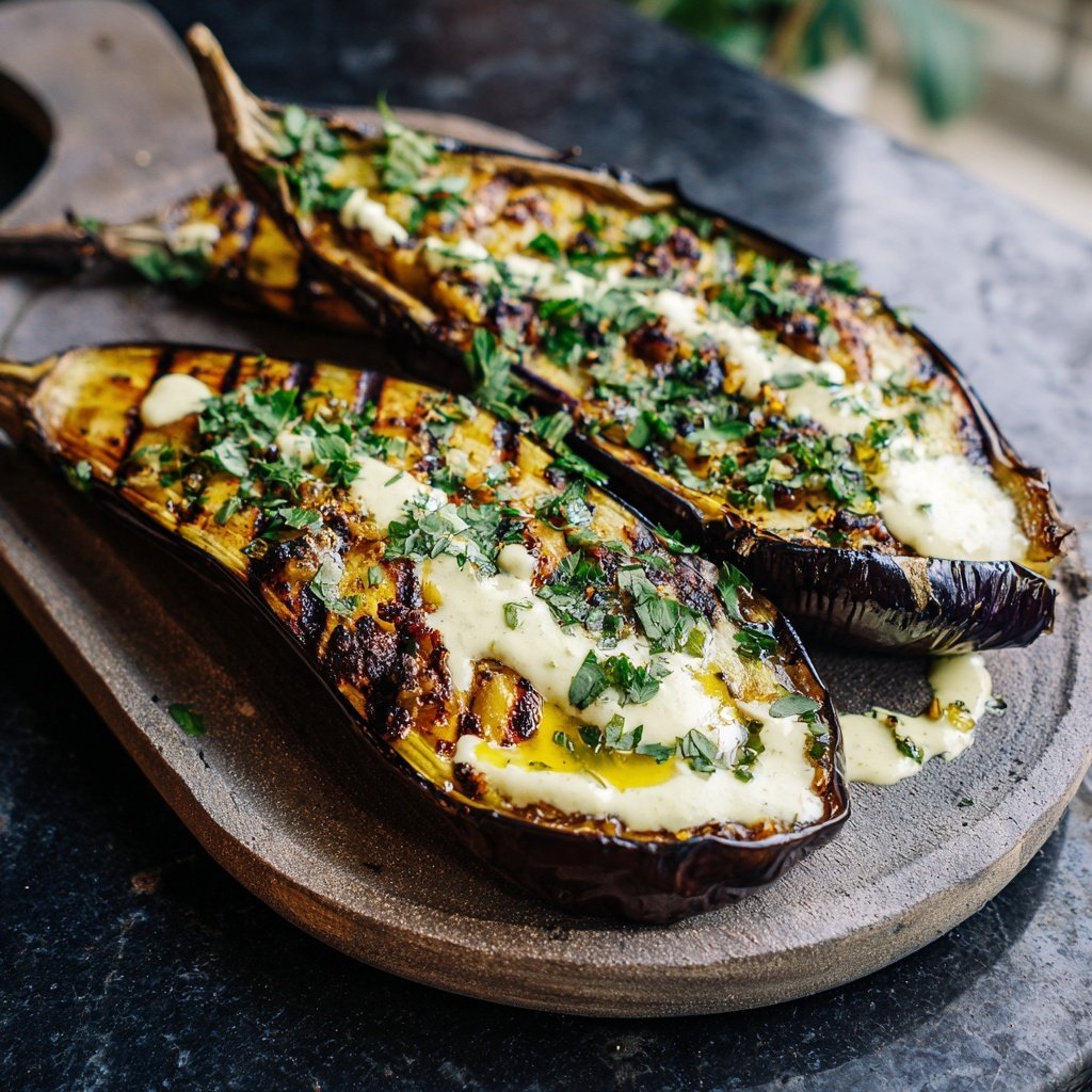 Gegrillte Auberginen Mit Tahini