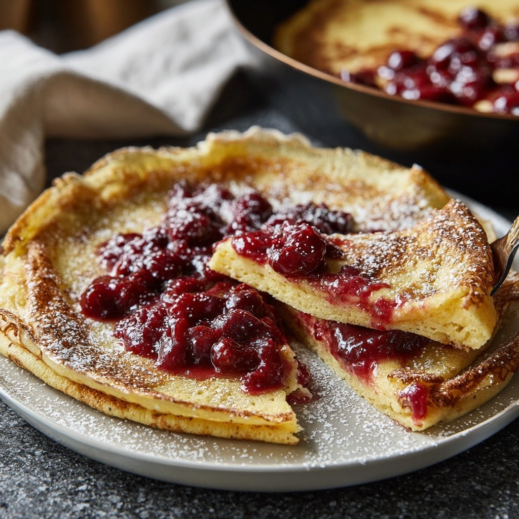 Pfannkuchen mit Zwetschgenkompott