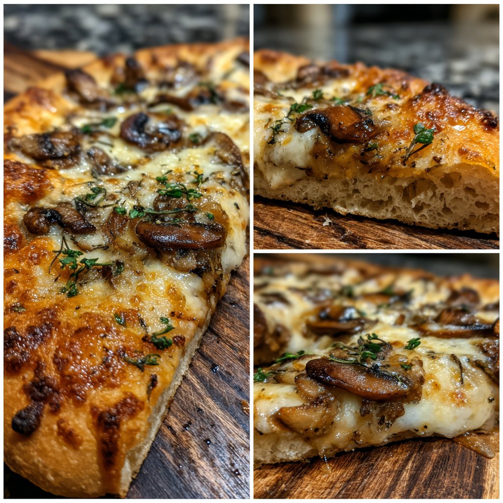 Pizza mit Pilzen und Käse